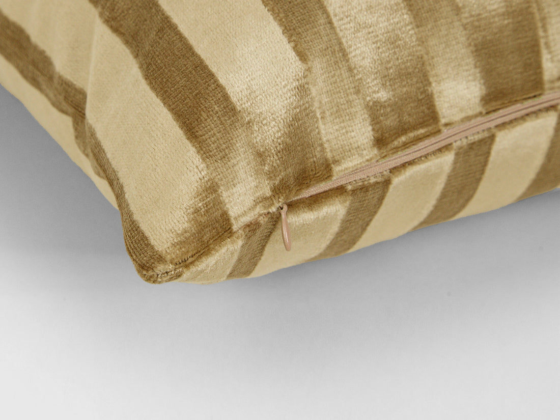 Golden Yellow Stripe Velvet Pillow Cover