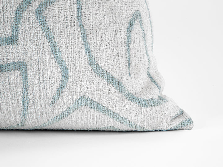 Ivory and Teal Graffito Pillow Cover