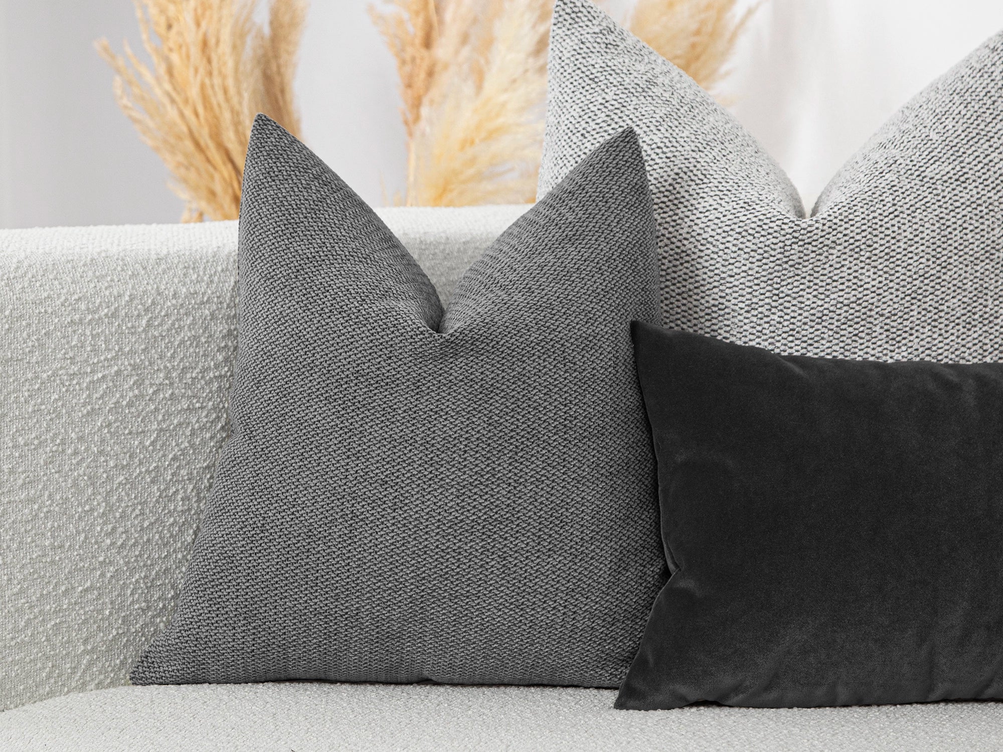 Gray Woven Soft Pillow Cover