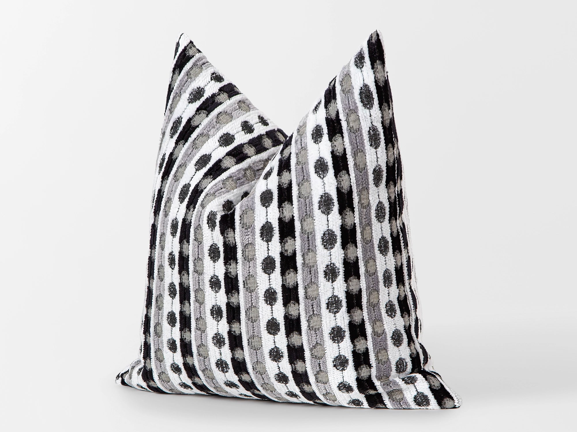Gray Dotted Stripe Textured Pillow Cover