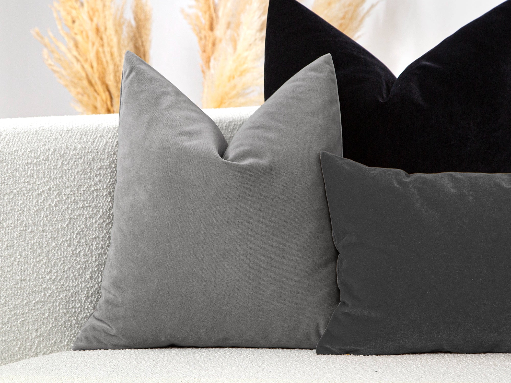 Gray Velvet Pillow Cover