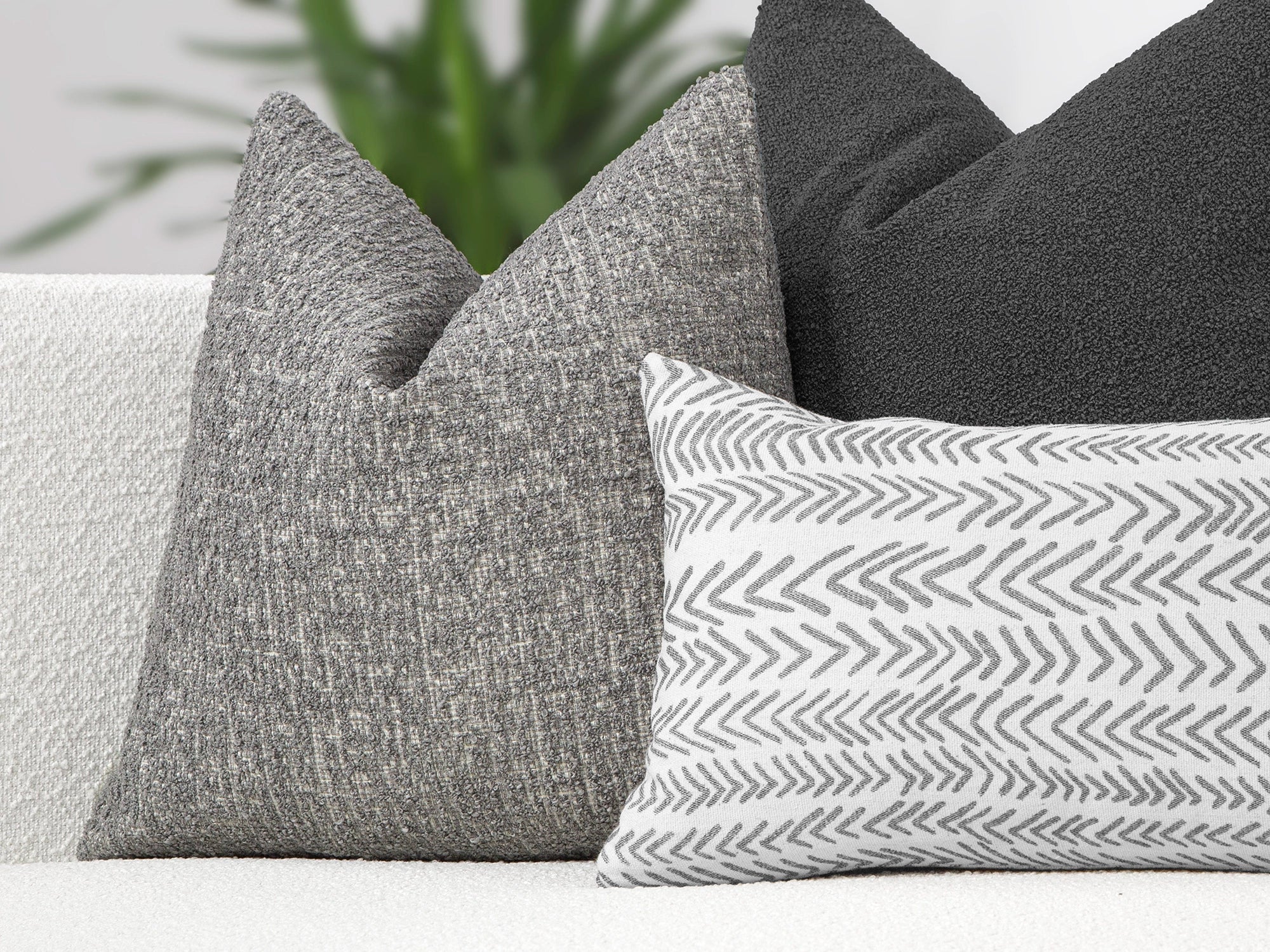 Gray Textured Boucle Pillow Cover