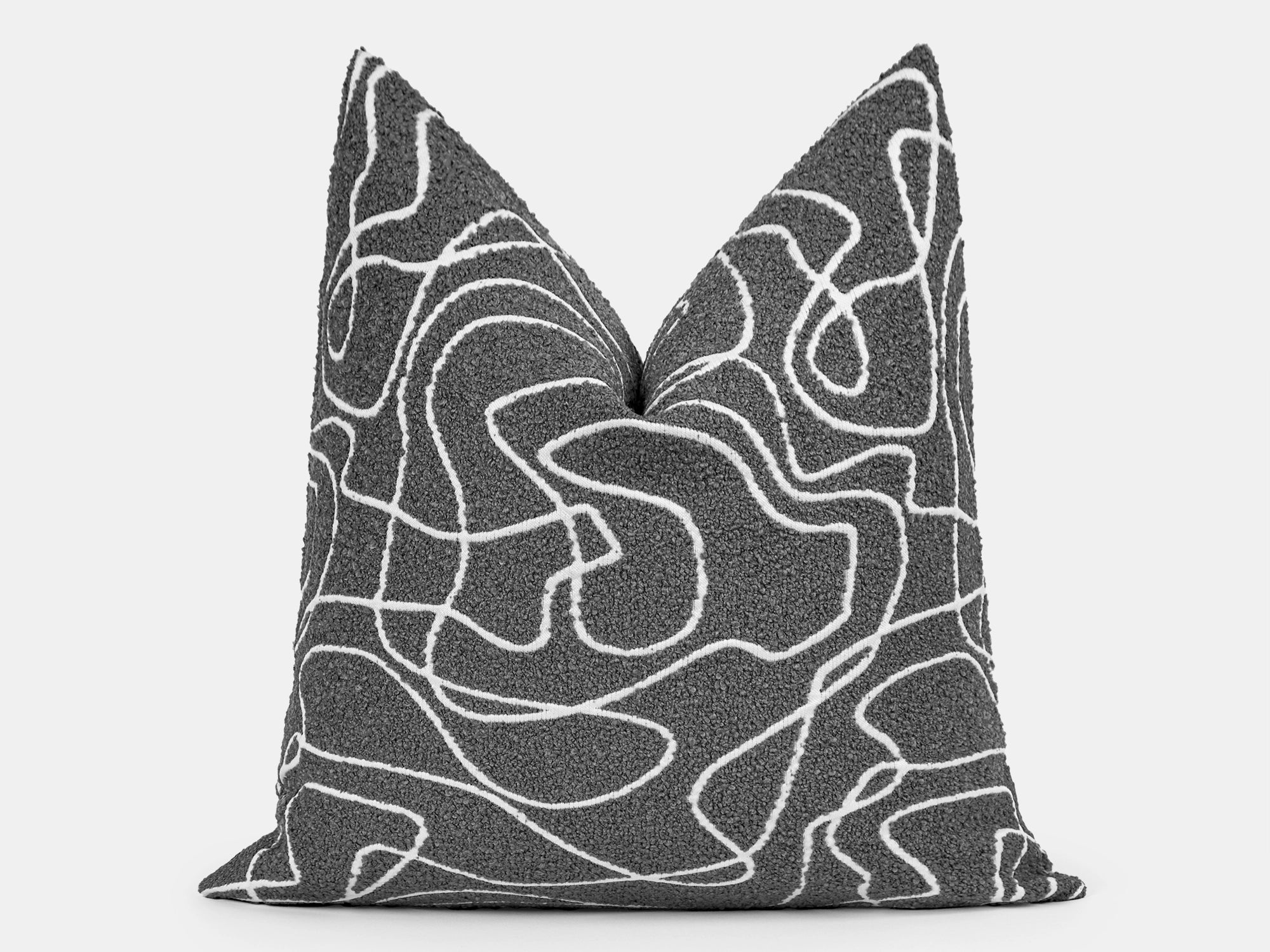 Gray Abstract Line Pillow Cover - Contour