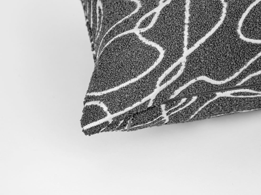 Gray Abstract Line Pillow Cover - Contour