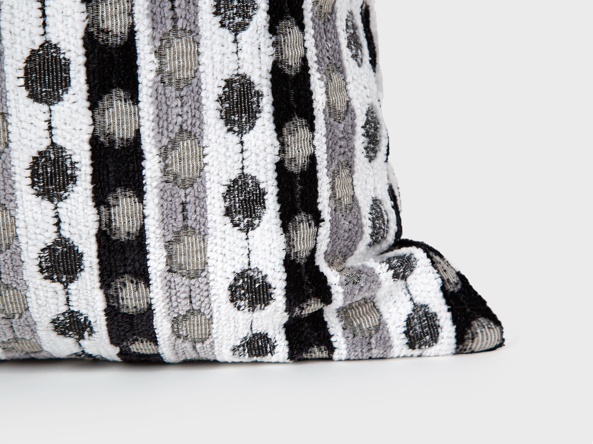 Gray Dotted Stripe Textured Pillow Cover
