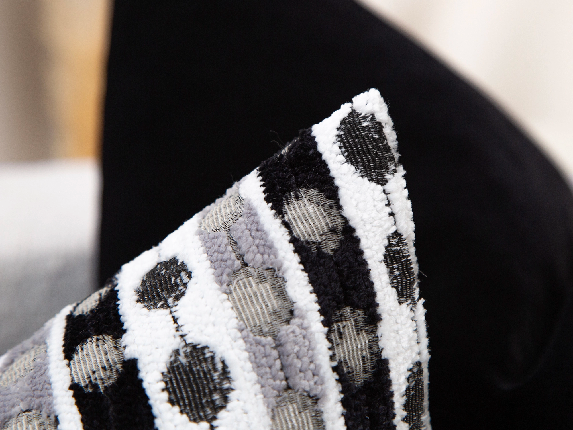 Gray Dotted Stripe Textured Pillow Cover