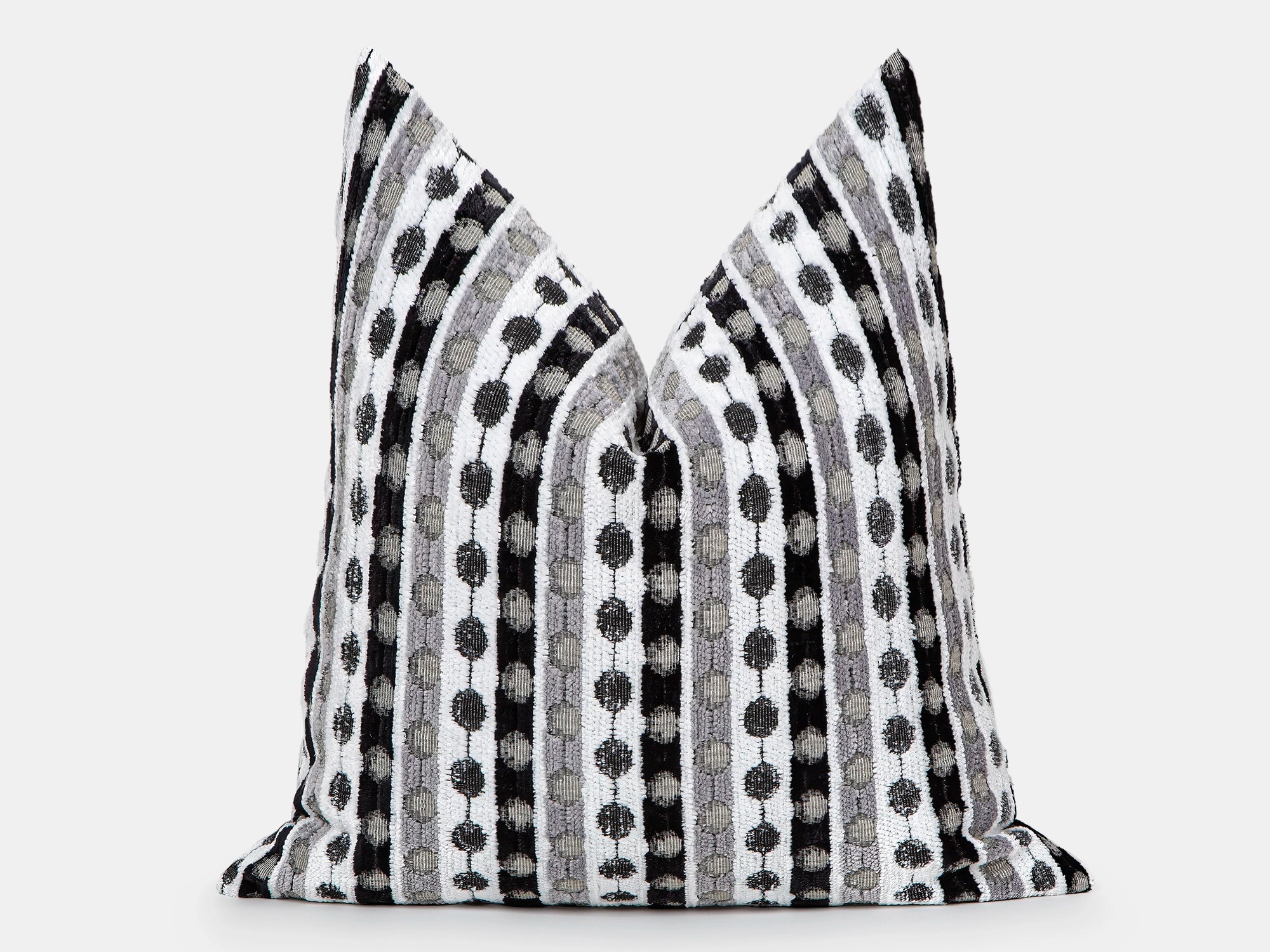 Gray Dotted Stripe Textured Pillow Cover