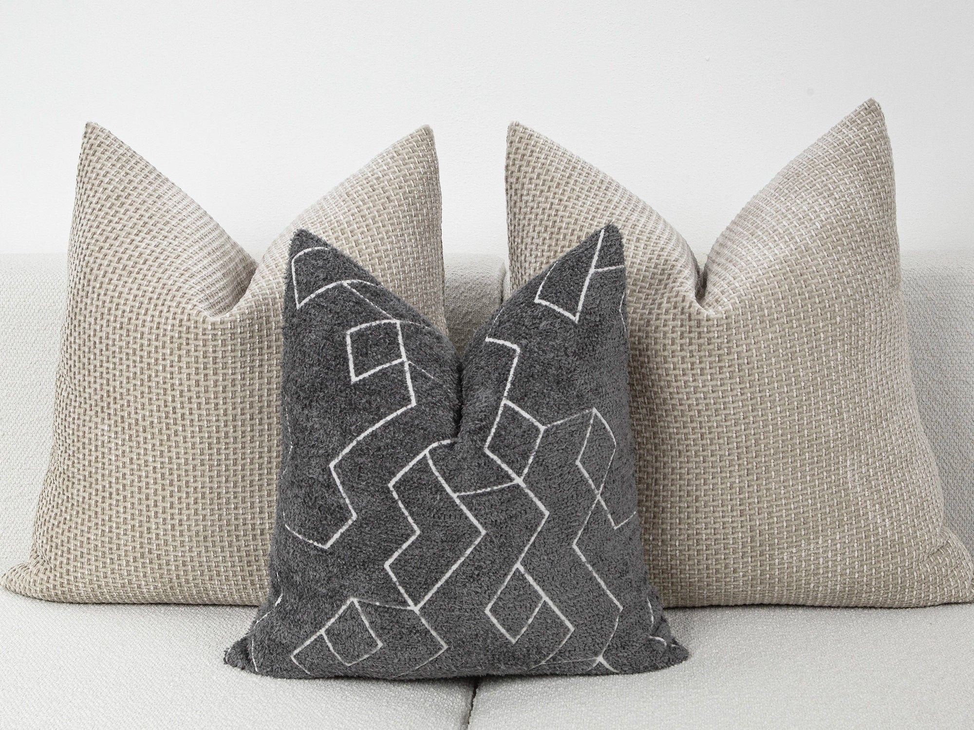 Gray and White Geometric Pillow Cover