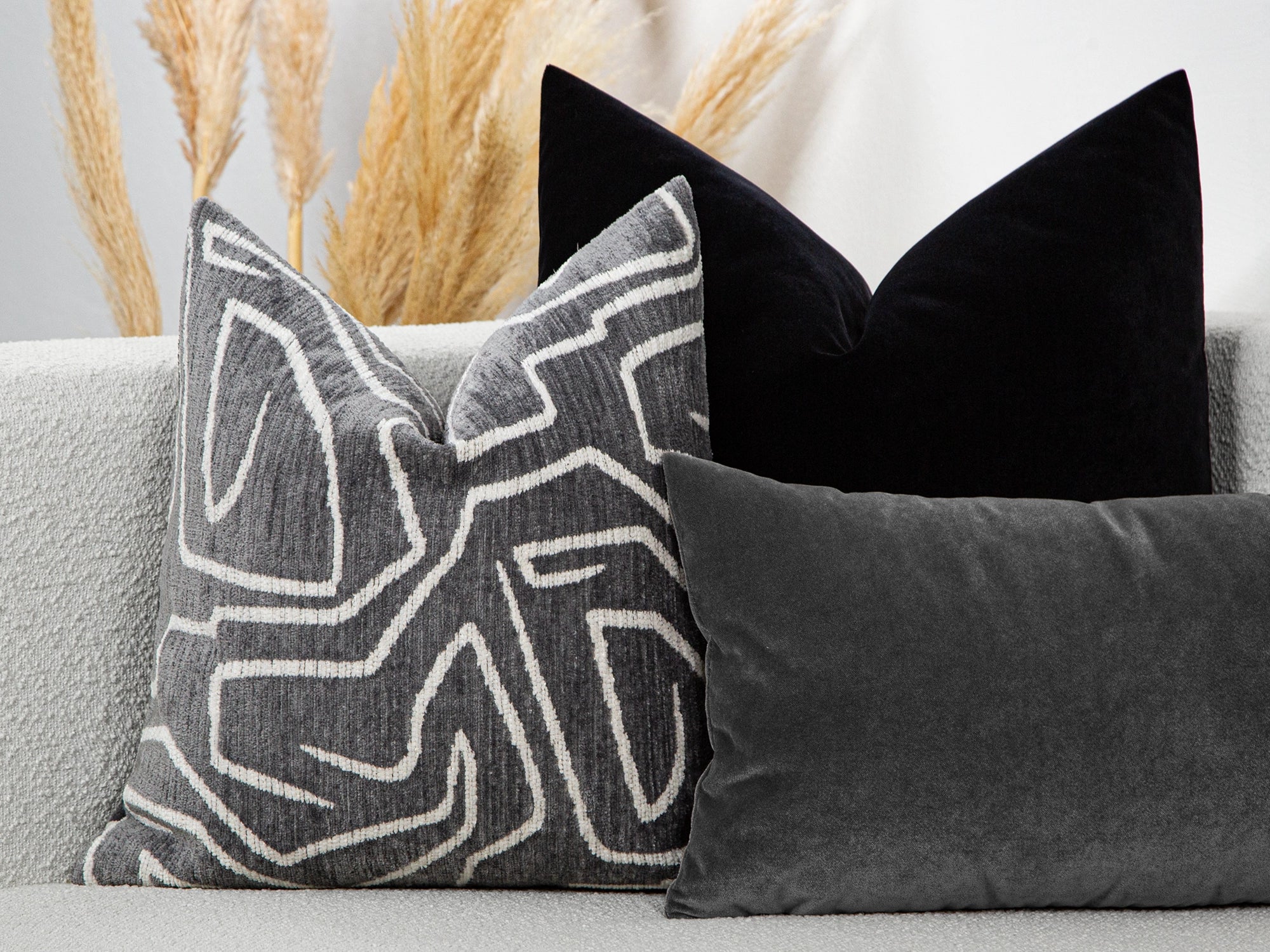 Gray and Ivory Graffito Pillow Cover