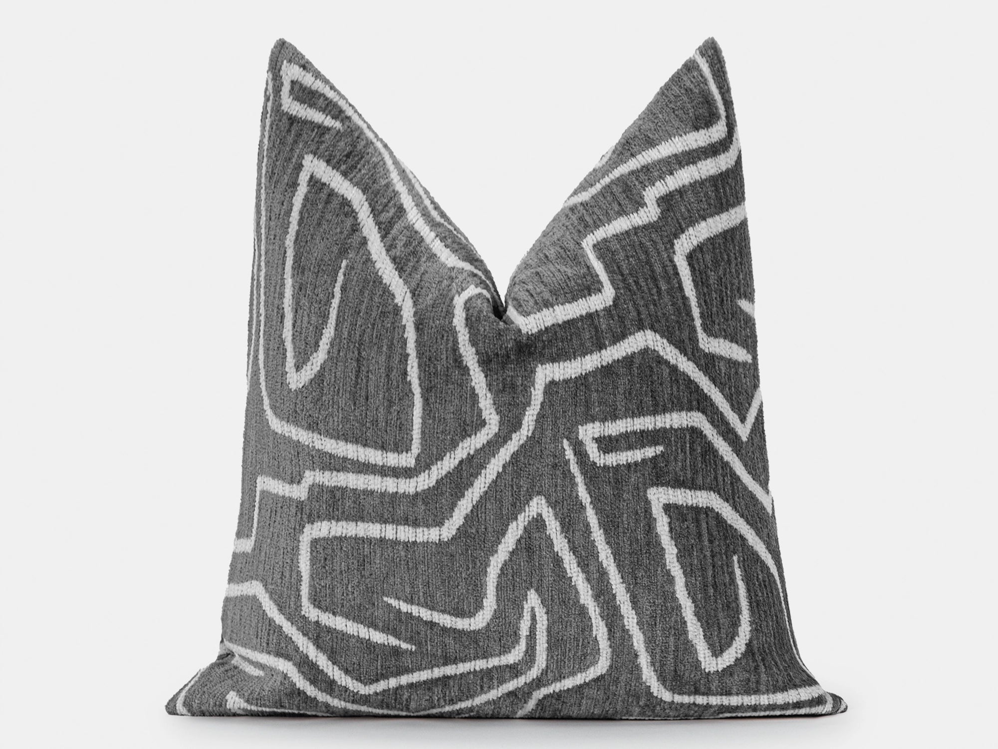 Gray and Ivory Graffito Pillow Cover