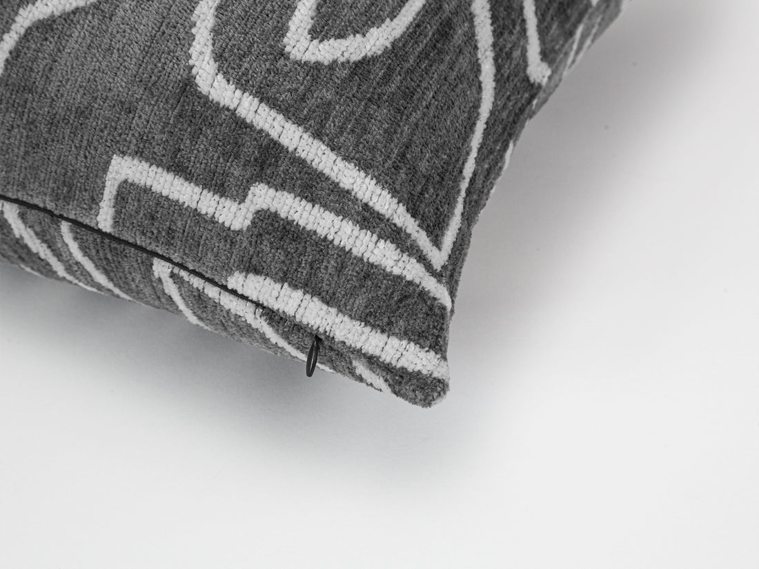 Gray and Ivory Graffito Pillow Cover