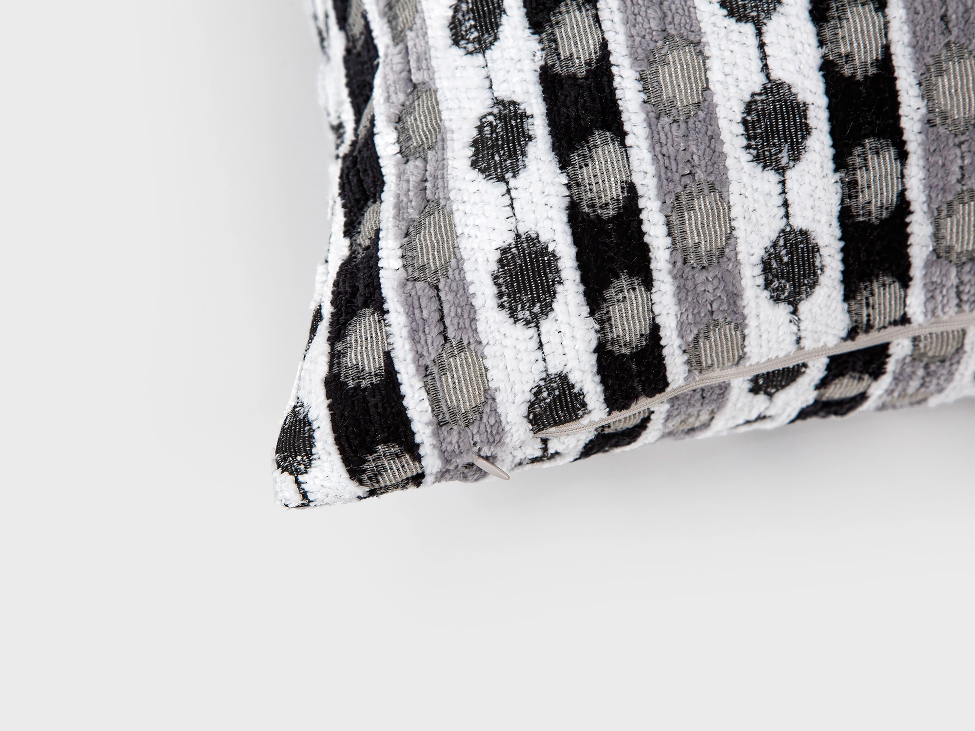 Gray Dotted Stripe Textured Pillow Cover