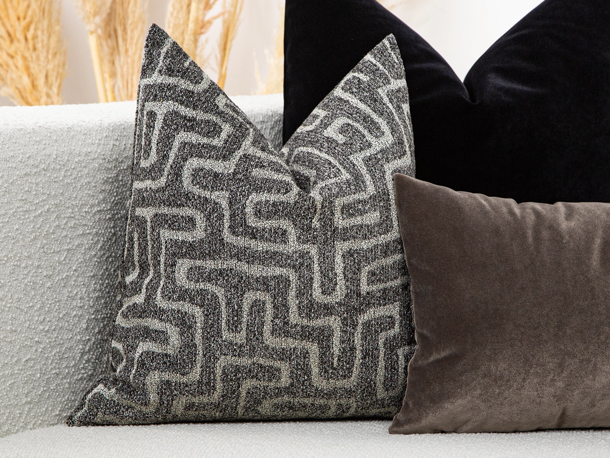 Dark Gray Maze Pillow Cover – Tessera