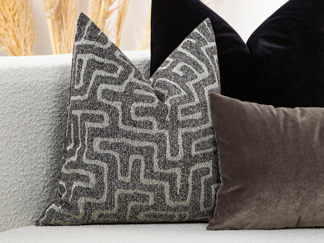 Dark Gray Maze Pillow Cover – Tessera