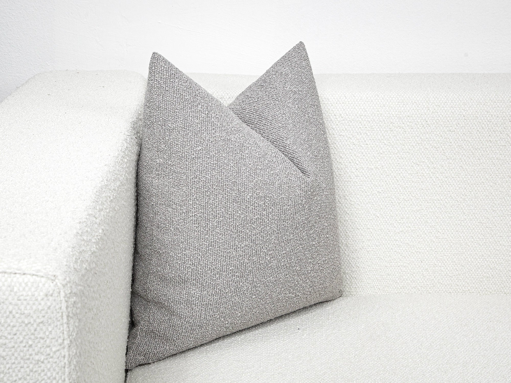 Light Gray Textured Boucle Pillow Cover