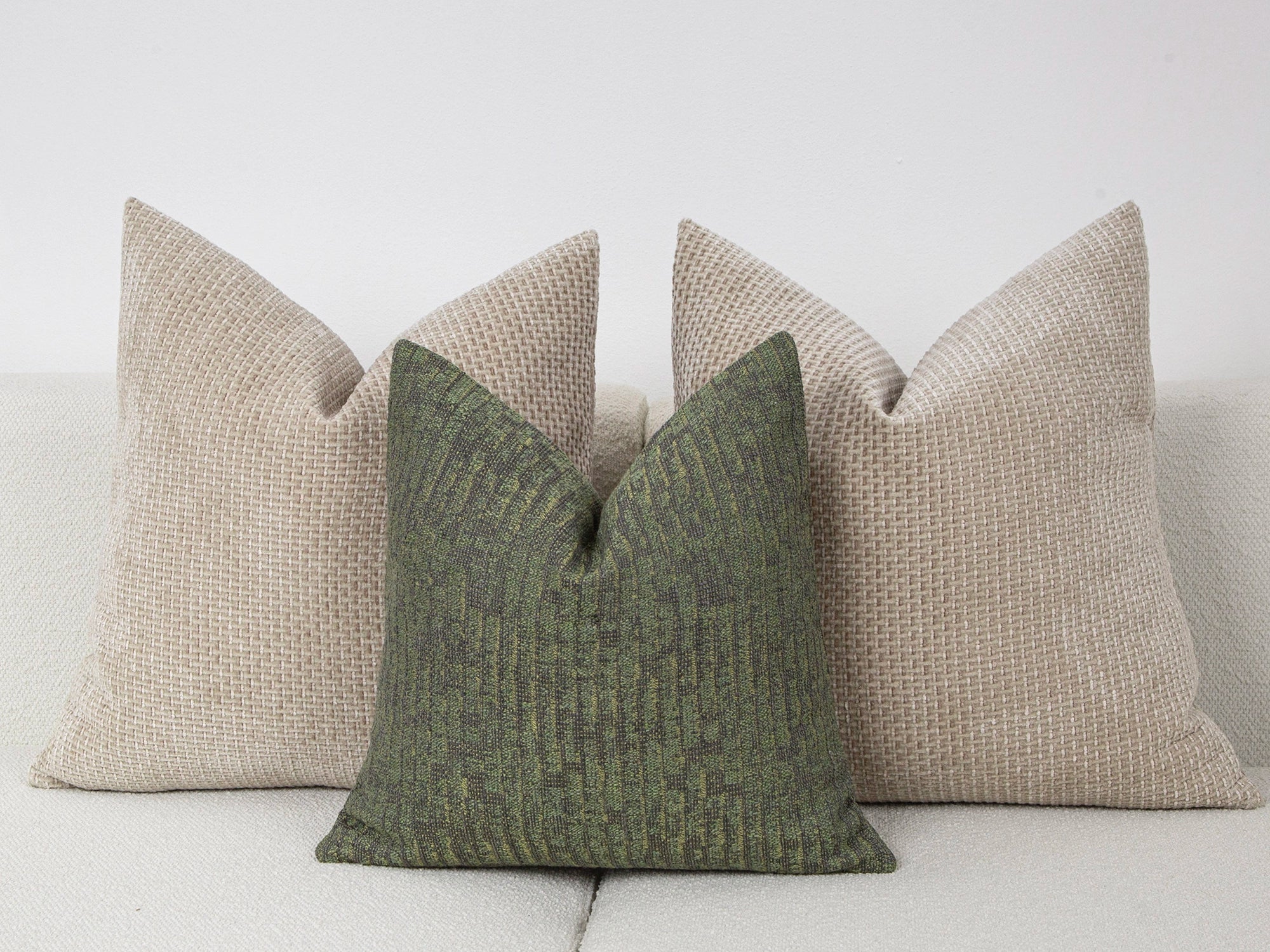 Green and Gray Woven Pillow Cover