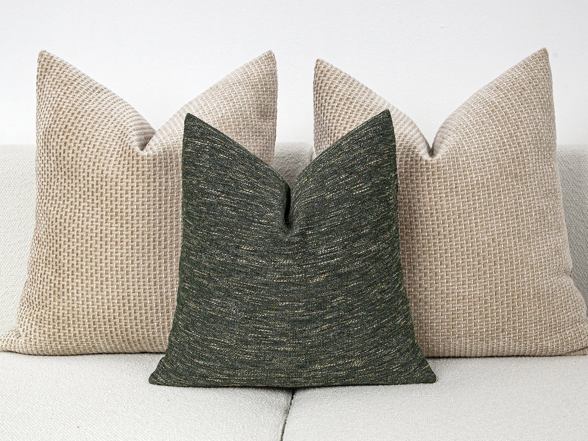 Green Boho Woven Linen Pillow Cover