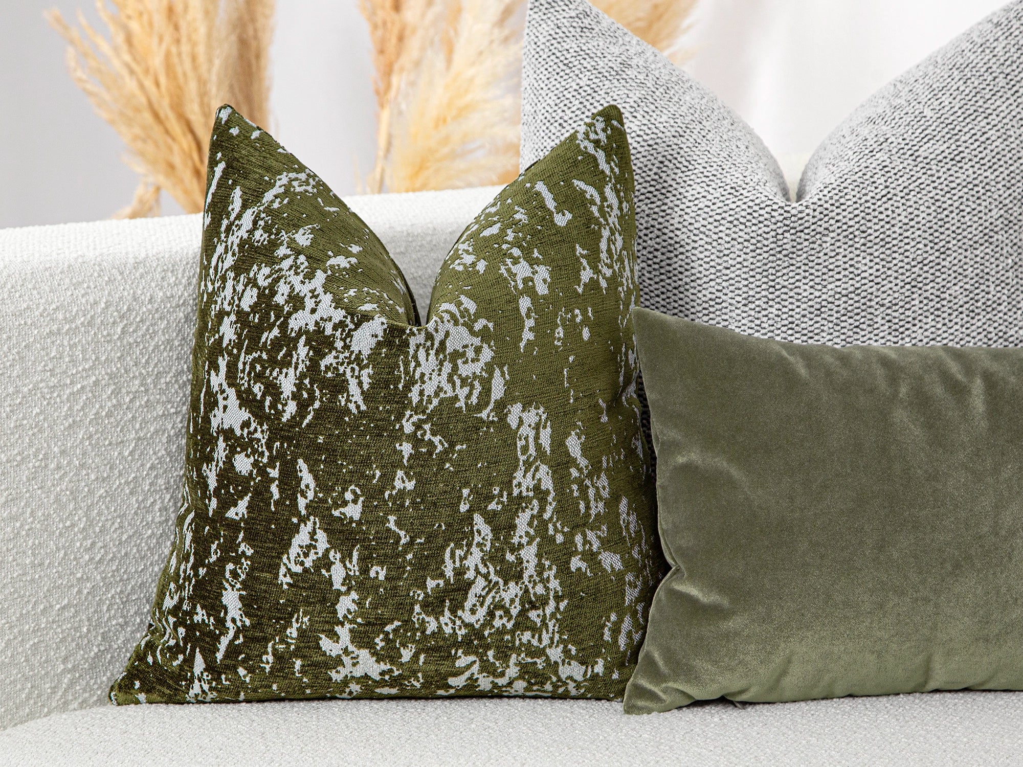 Green Abstract Textured Pillow Cover