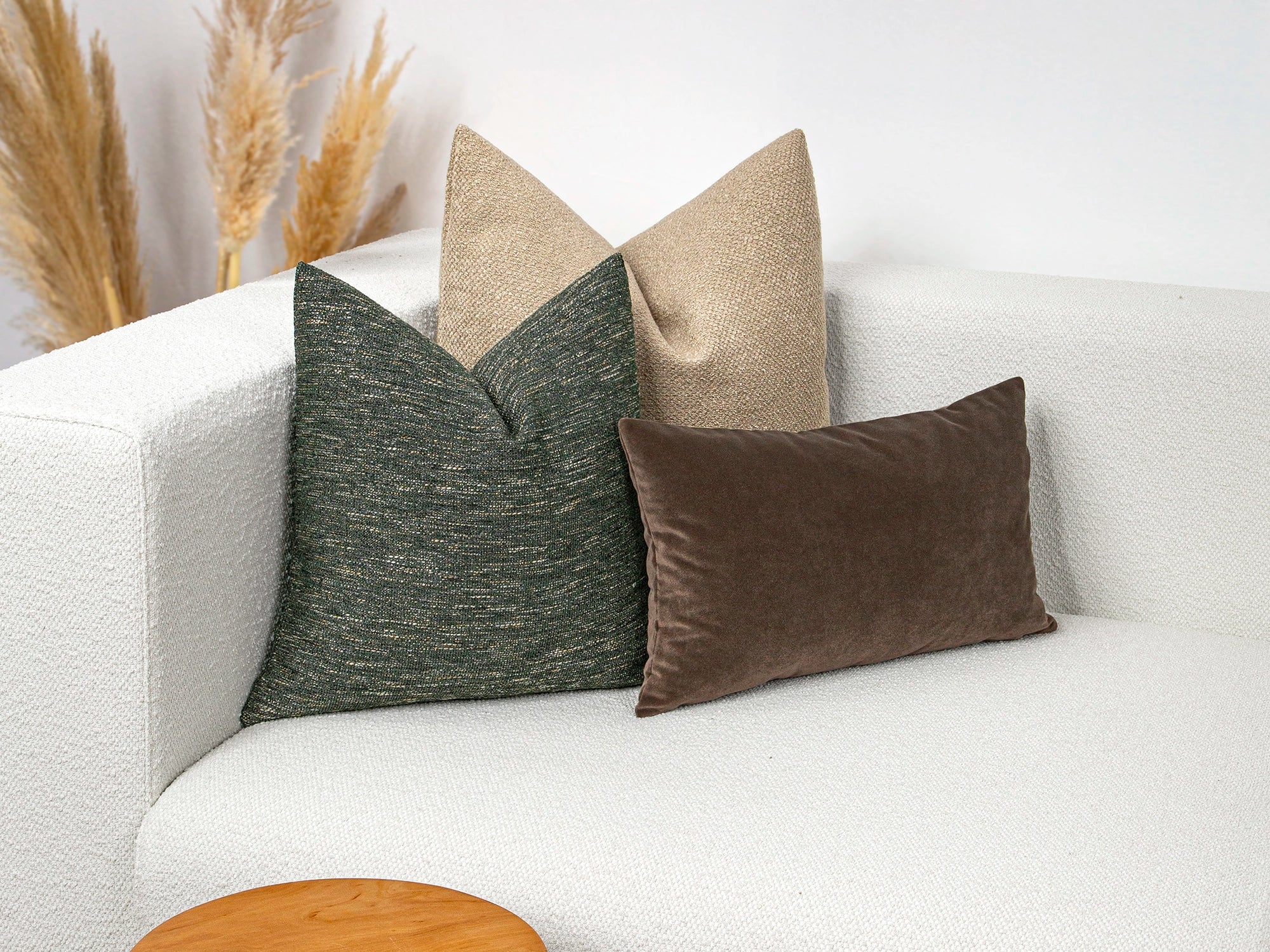 Green Boho Woven Linen Pillow Cover