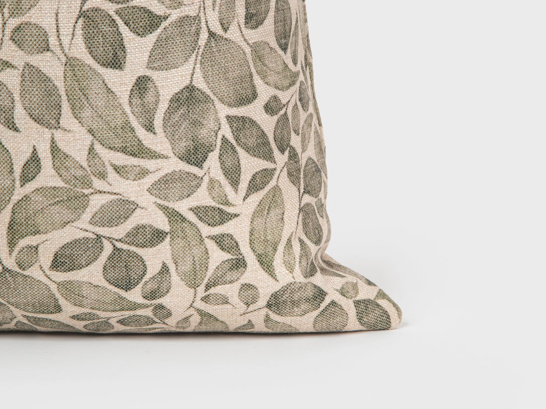 Neutral Green Botanical Pillow Cover
