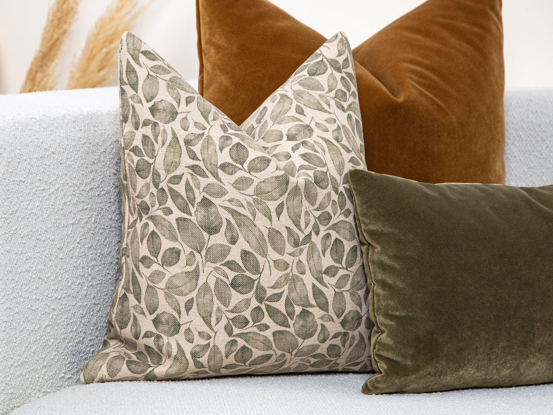 Neutral Green Botanical Pillow Cover