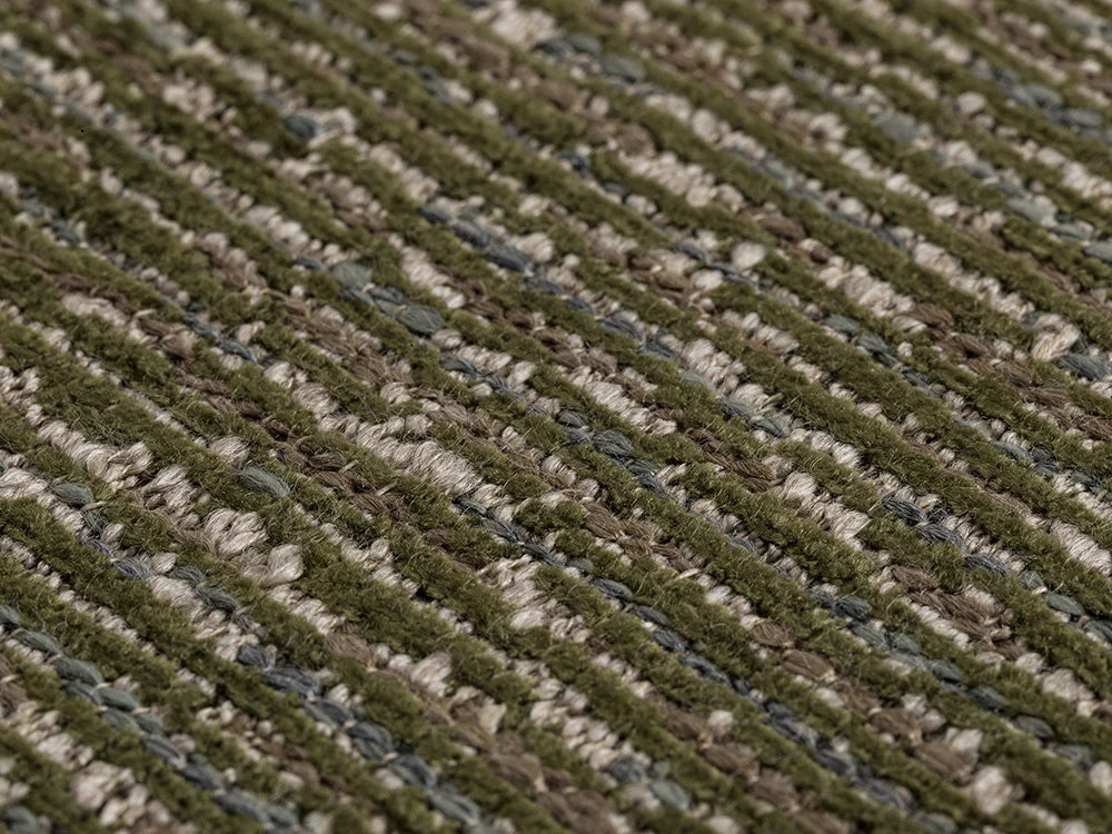 Green Striped Upholstery Fabric - Nexus Terra Lines