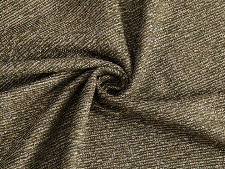 Green Striped Upholstery Fabric - Nexus Terra Lines
