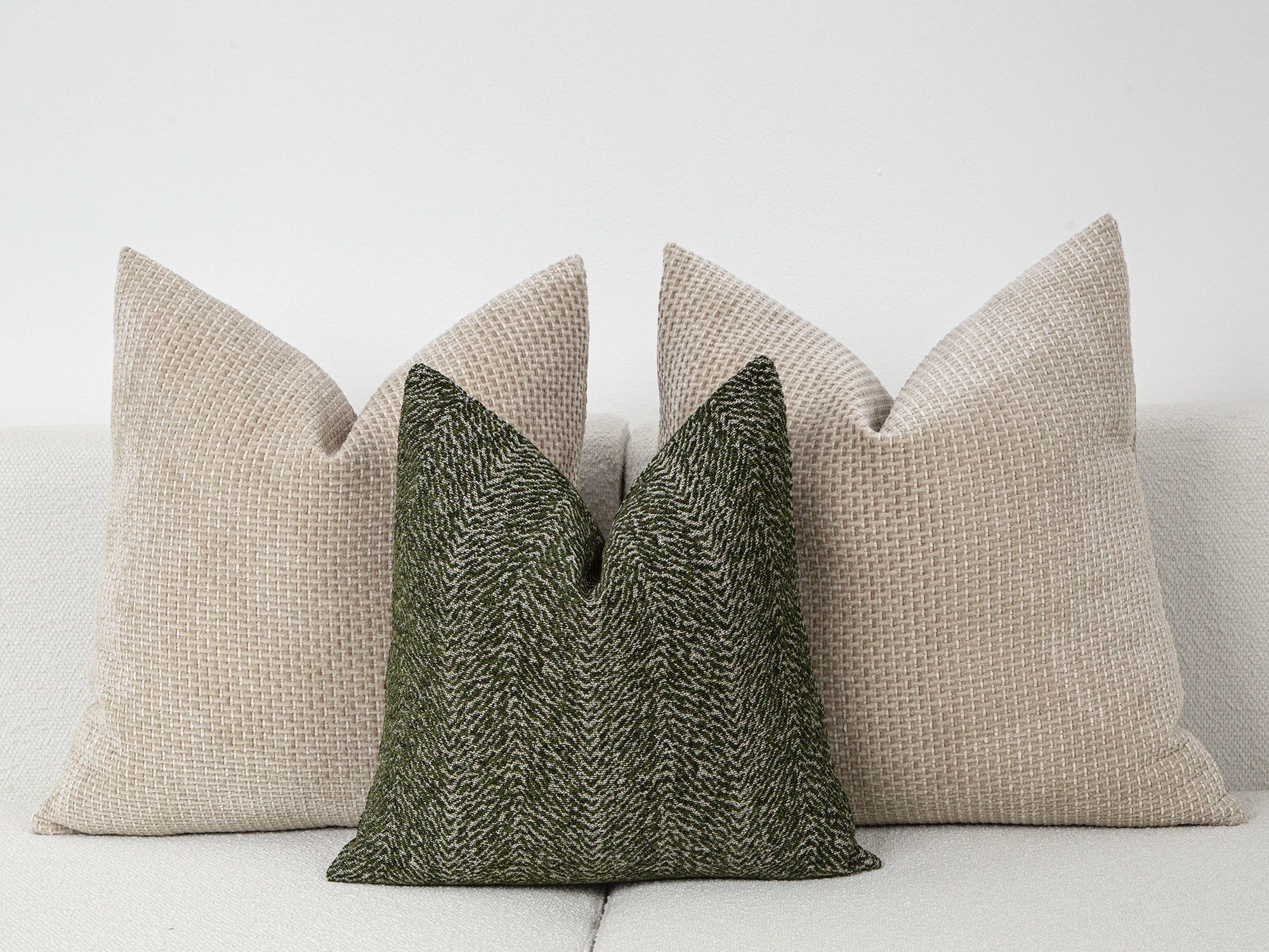 Green Chevron Textured Pillow Cover