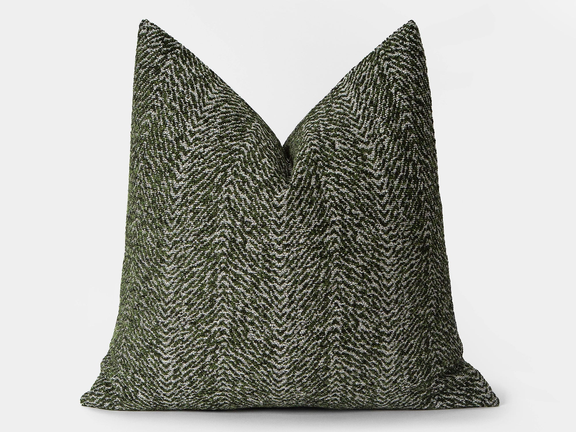Green Chevron Textured Pillow Cover