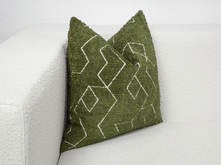 Green and White Geometric Pillow Cover