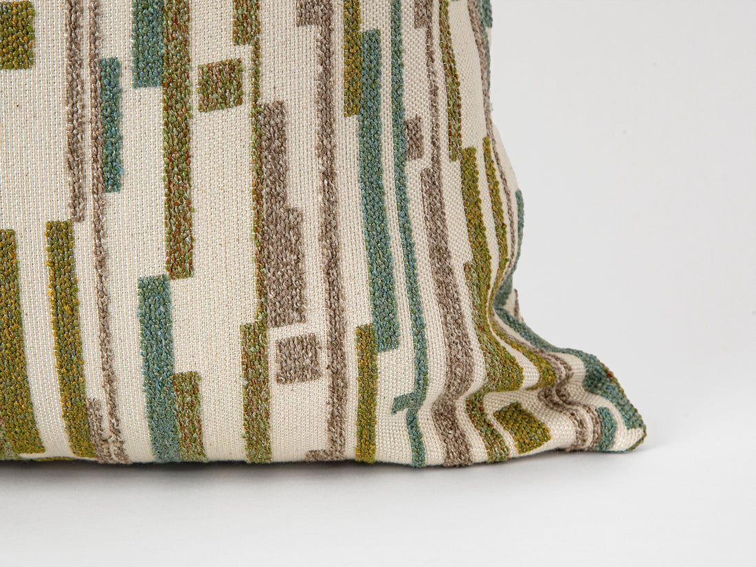 Green Dash Stripe Textured Pillow Cover