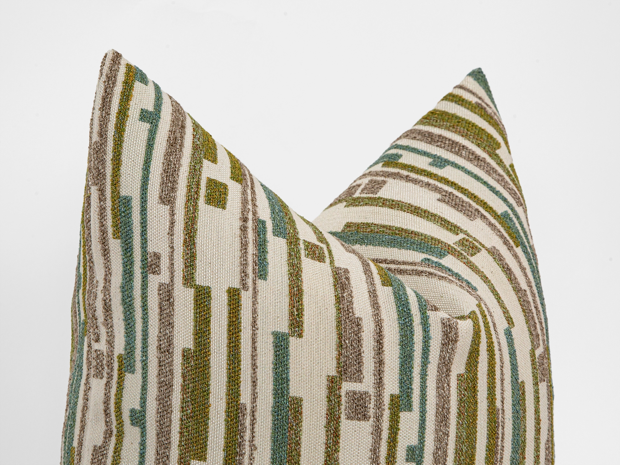 Green Dash Stripe Textured Pillow Cover