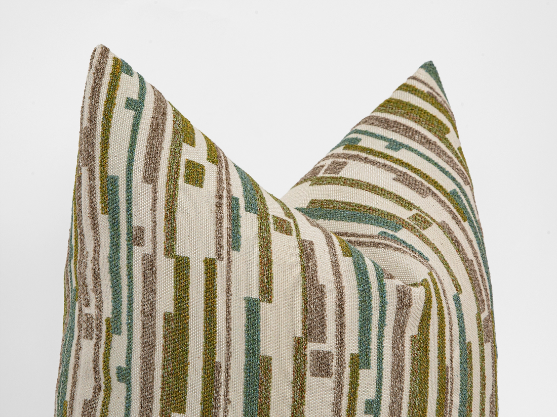 Green Dash Stripe Textured Pillow Cover
