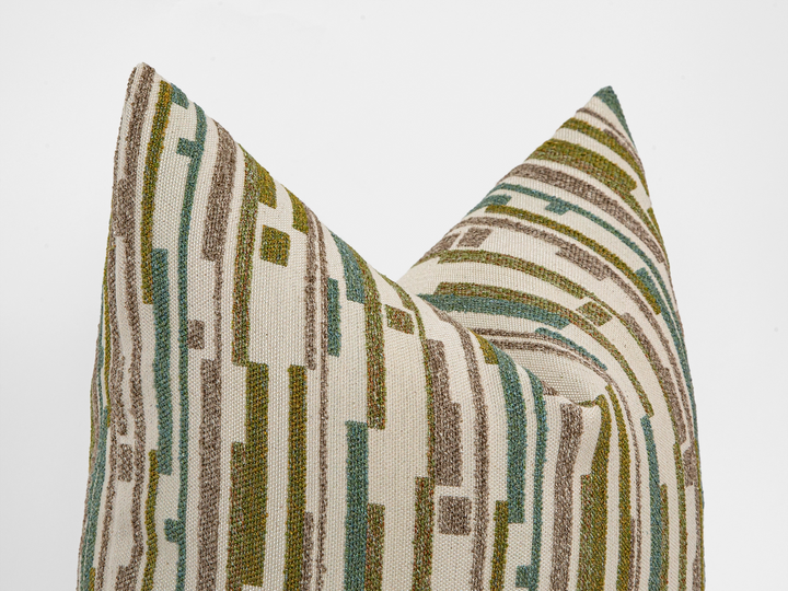 Green Dash Stripe Textured Pillow Cover