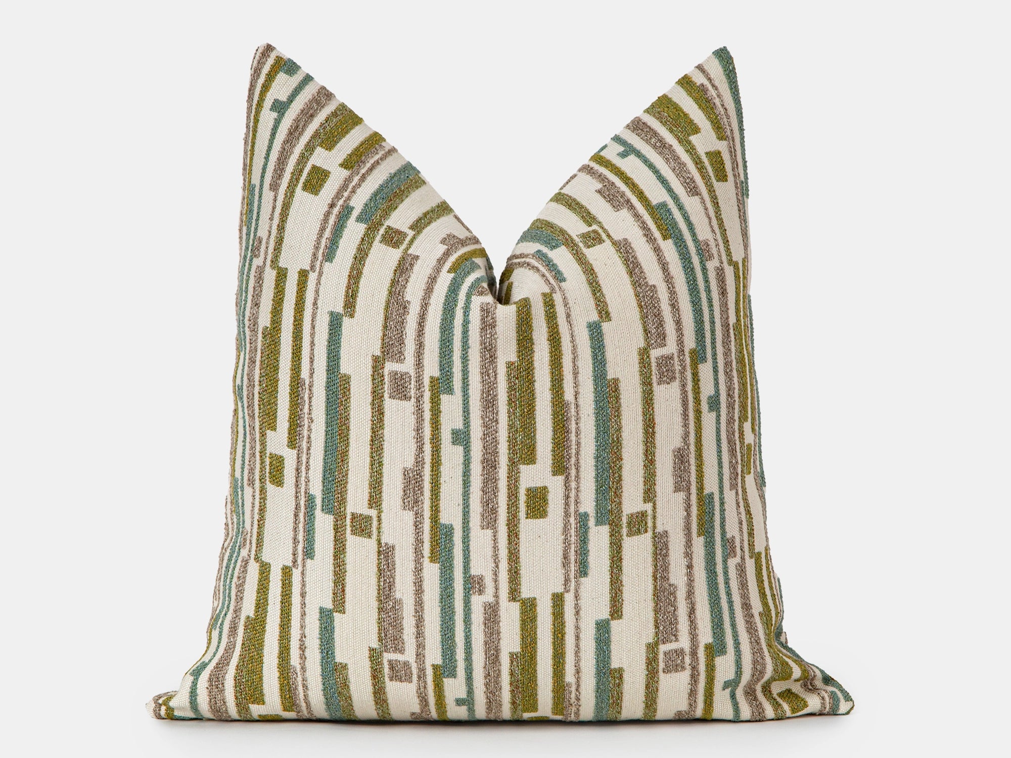 Green Dash Stripe Textured Pillow Cover