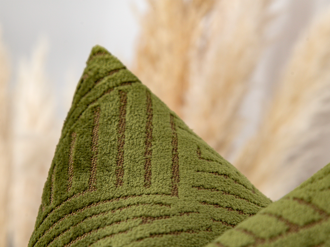 Green Geometric Textured Pillow Cover