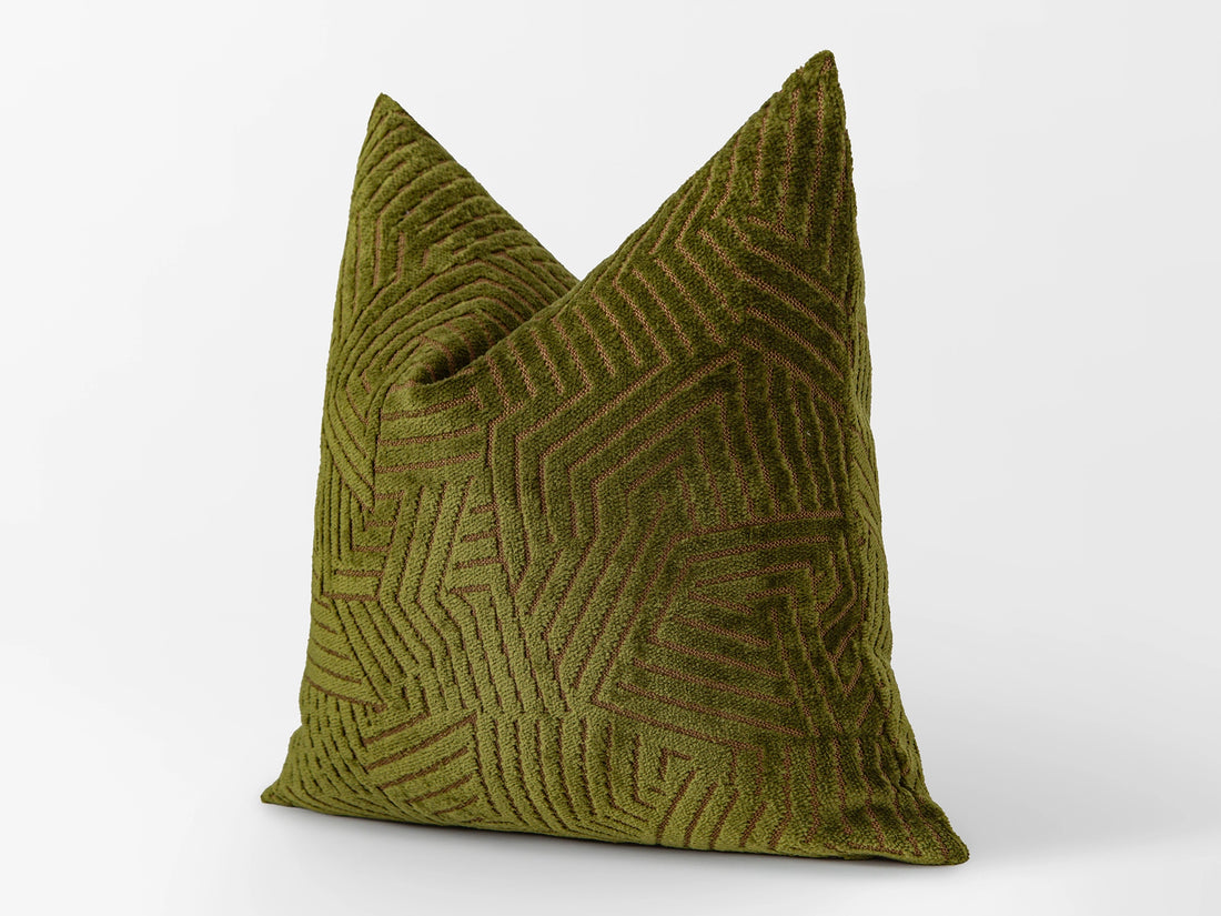Green Geometric Textured Pillow Cover