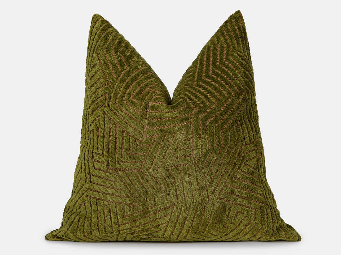 Green Geometric Textured Pillow Cover