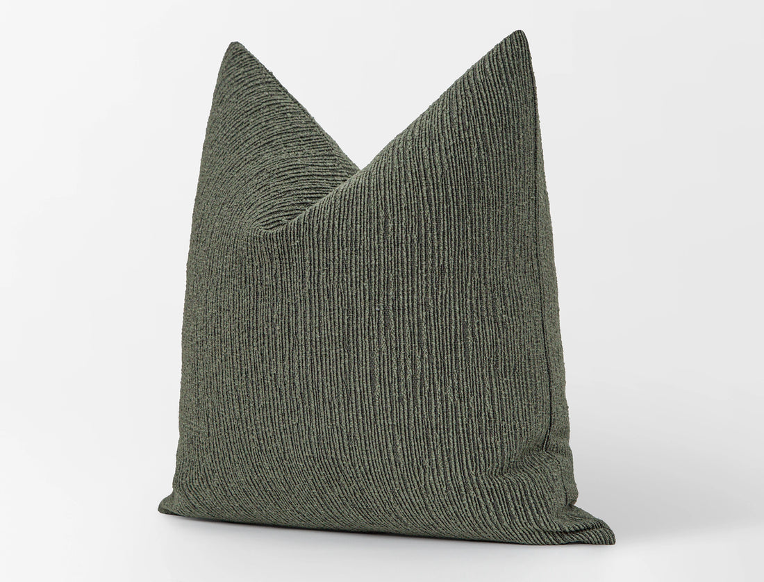Green Linear Textured Pillow Cover - District