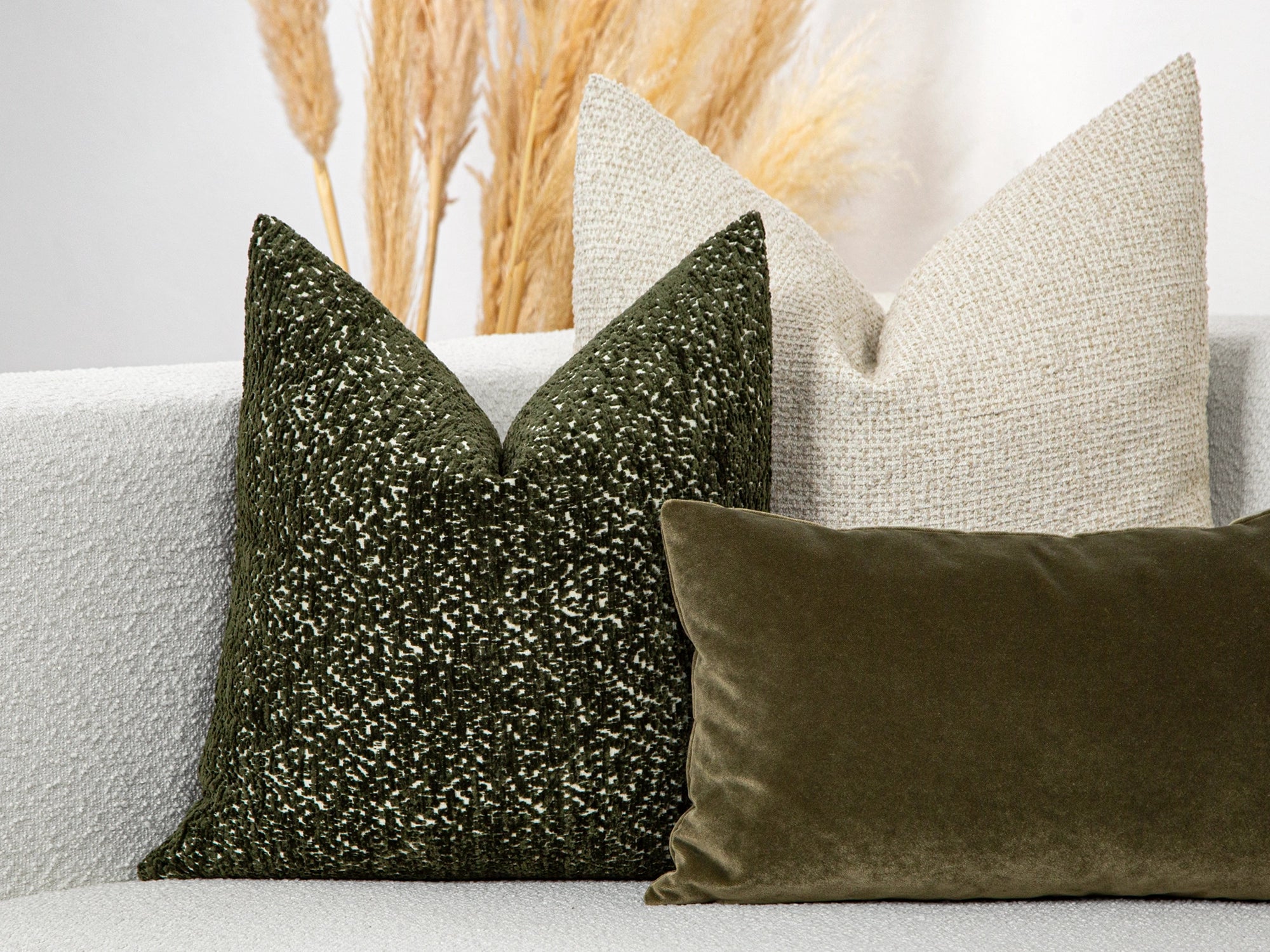 Green Plush Textured Pillow Cover – Haven