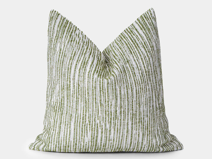 Green and Ivory Striped Pillow Cover