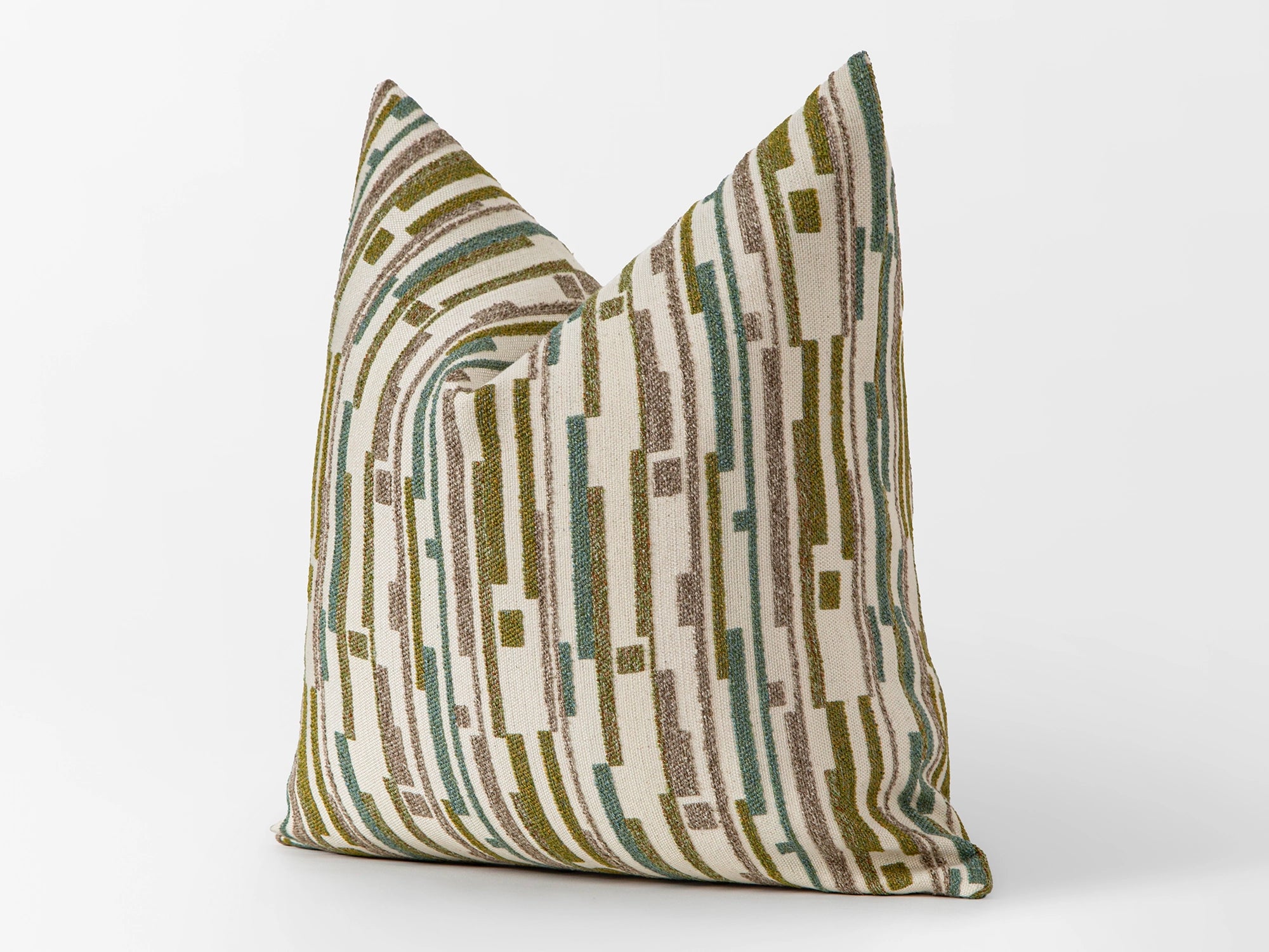 Green Dash Stripe Textured Pillow Cover