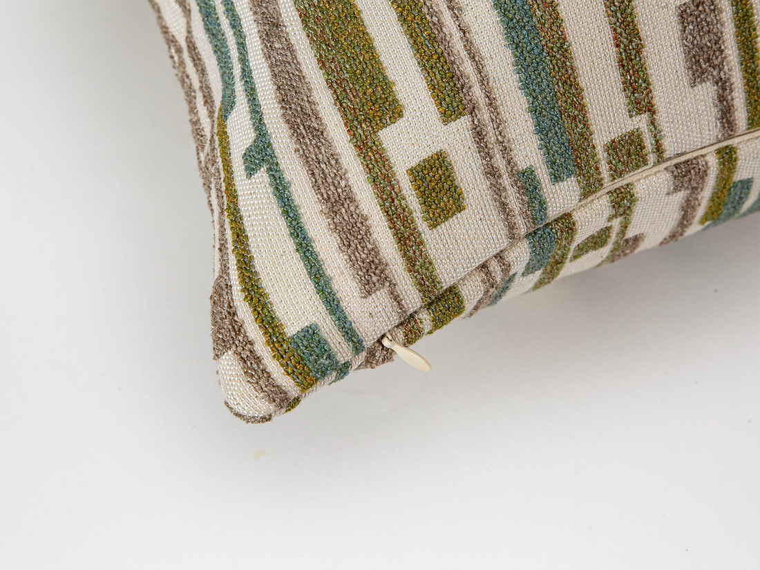 Green Dash Stripe Textured Pillow Cover