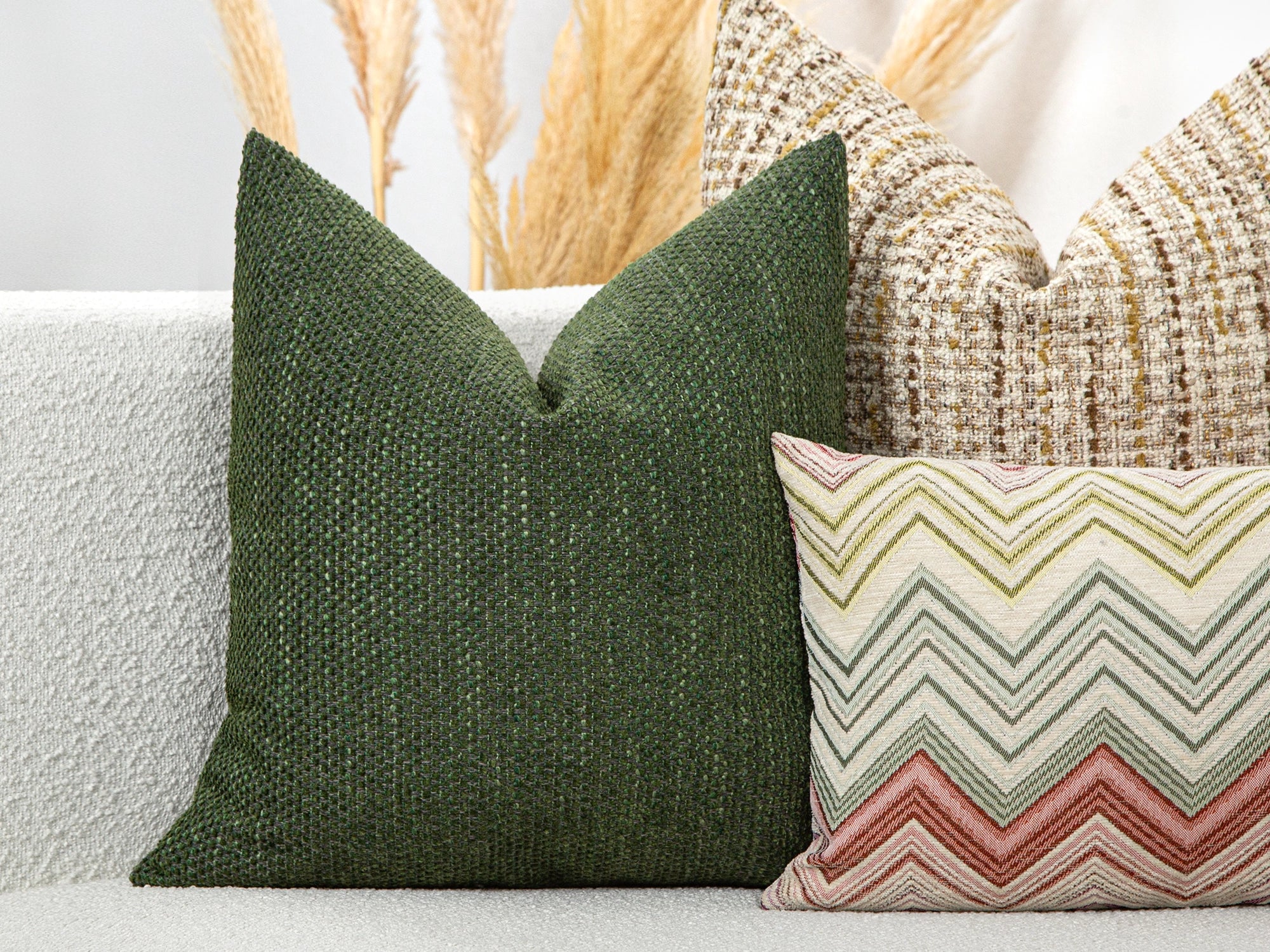 Green Textured Pillow Cover