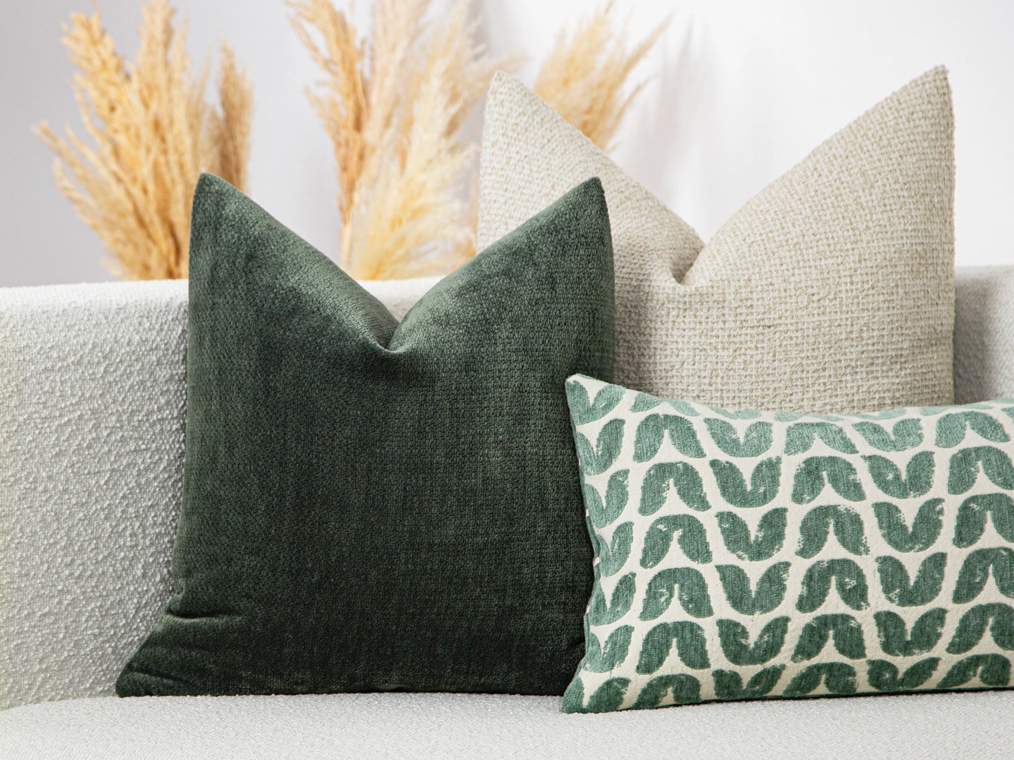 Dusty Dark Green Textured Pillow Cover