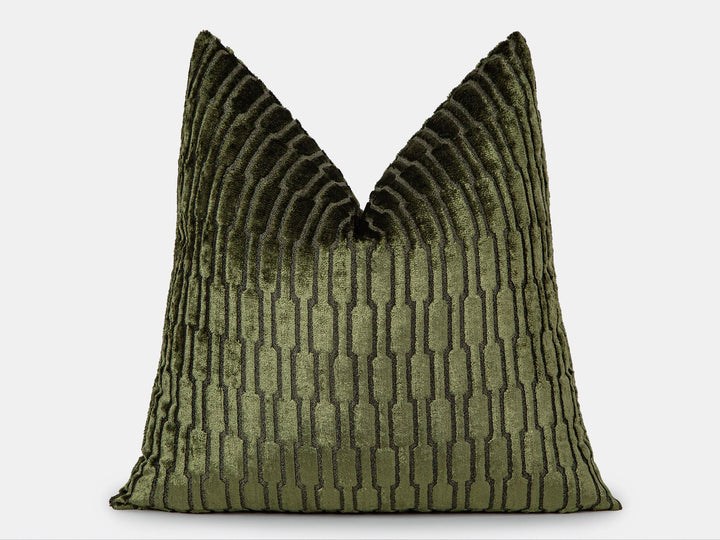 Green Textured Luxury Velvet Pillow Cover