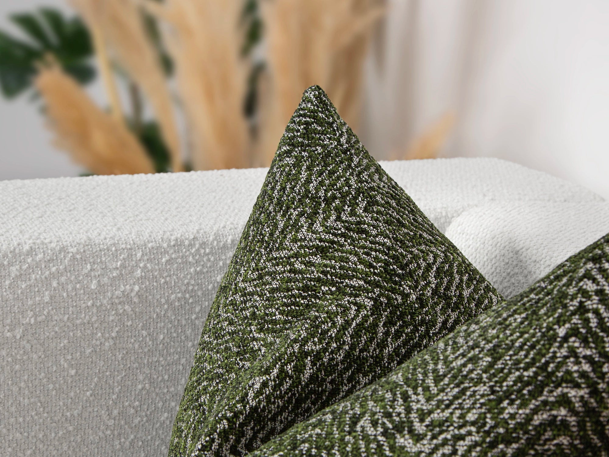 Green Chevron Textured Pillow Cover