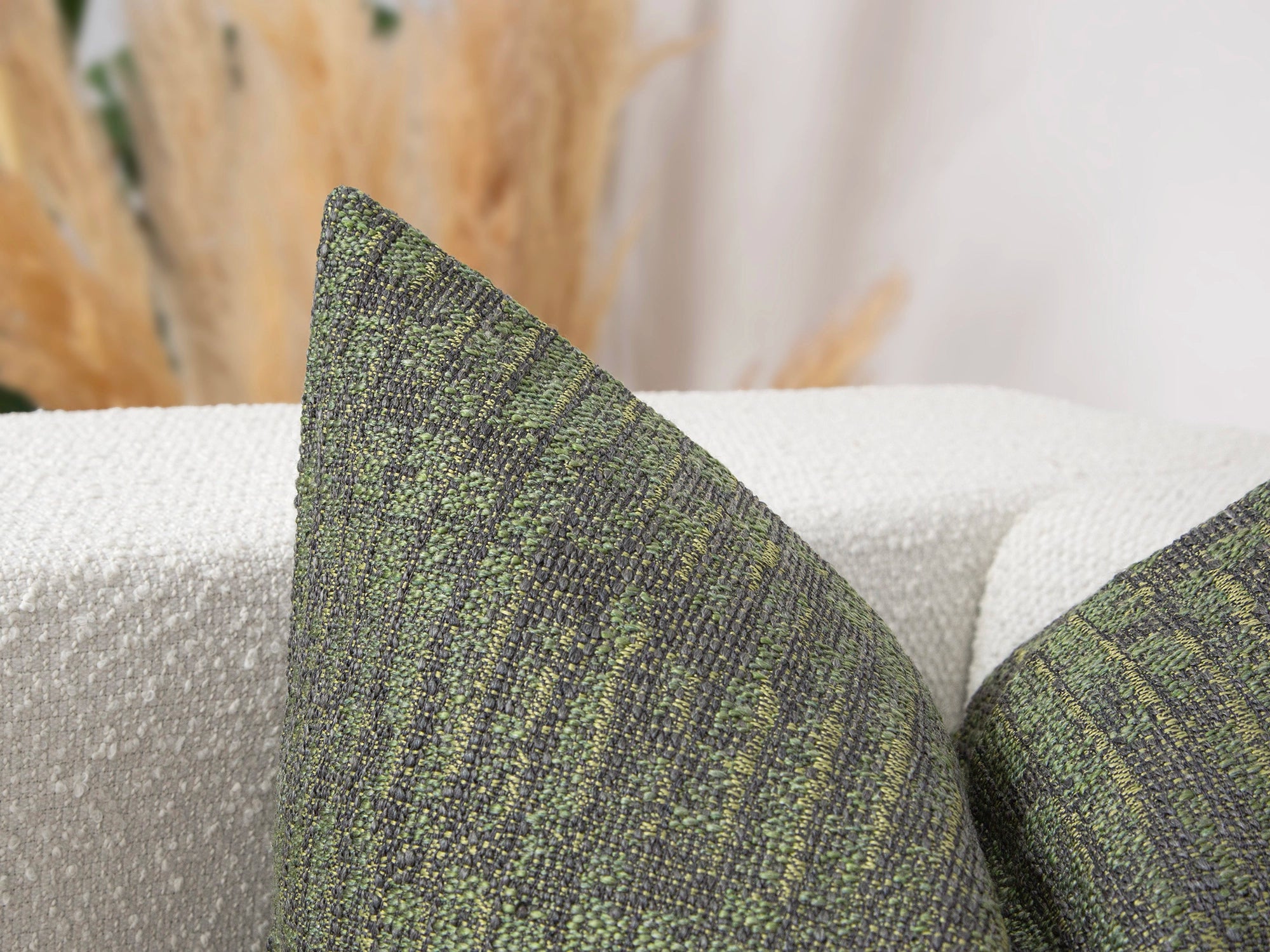 Green and Gray Woven Pillow Cover