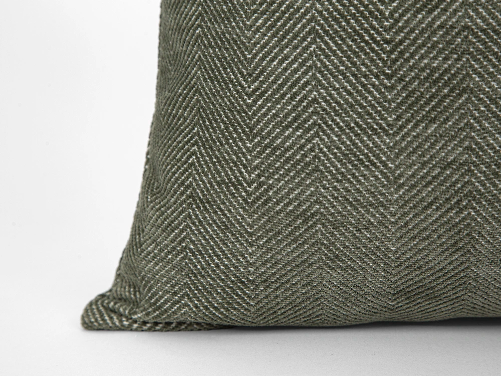 Textured Moss Green Woven Pillow Cover