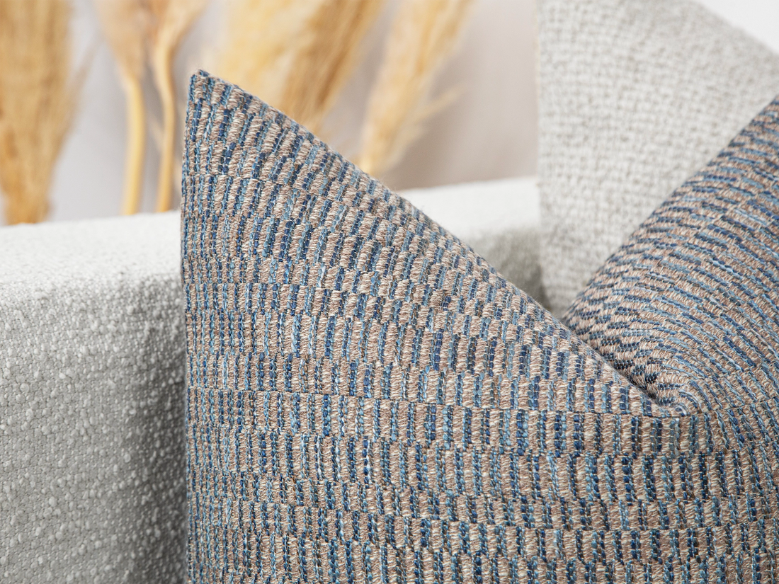 Blue Woven Throw Pillow Cover